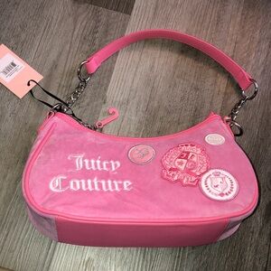 Juicy Couture Cherry Blossom Juicy Girls Rule Shoulder Bag Patch Accents NWT